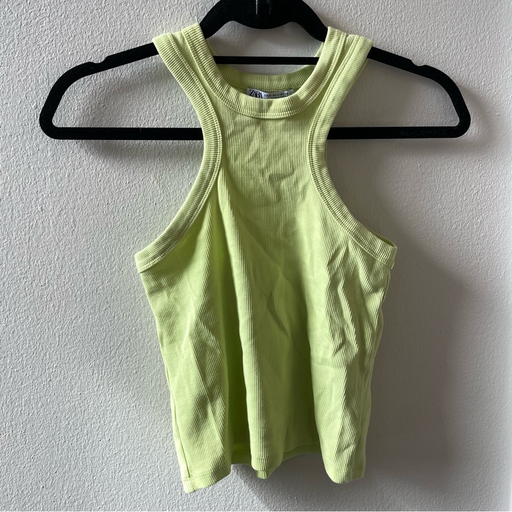 Zara Lime Green Medium Pronounced Halter Top